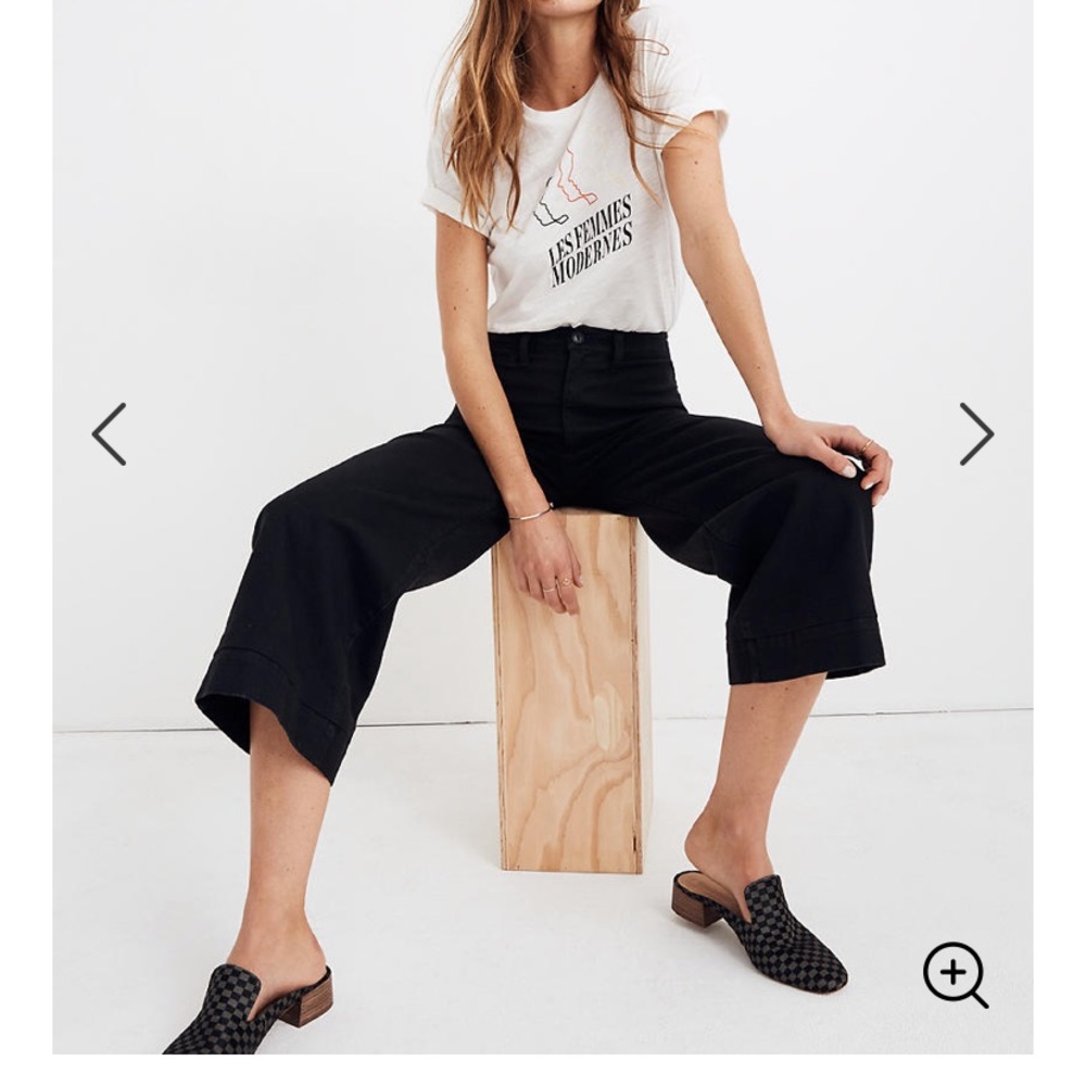 NWT madewell black wide leg crop pants